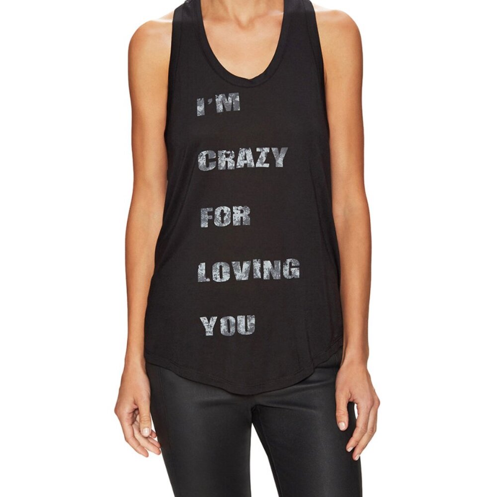 Haute Hippie Black Racer Back NEW Graphic Top